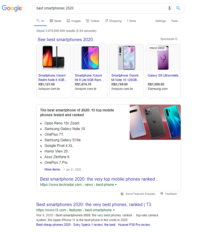 Organic Search example